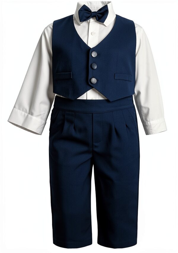 Baby Boys Tuxedo Suit Soft Breathable Formal Outfit 5pcs Set-3