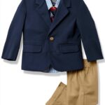 Nautica Baby Boys Suit Navy Khaki 4 Piece Vest Set-0