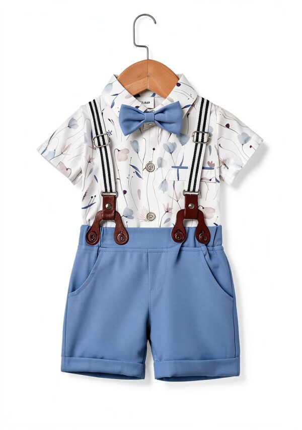 Baby Boy Suit Light Blue Bow Tie Outfit 0-18 Months-1