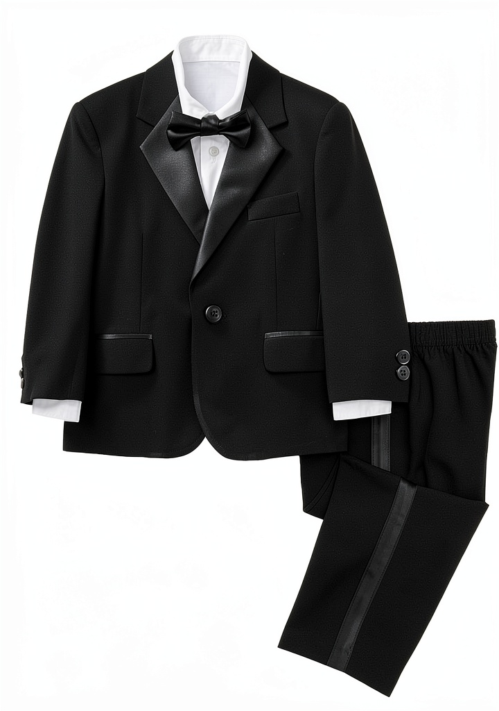 Nautica Baby Boys Suits Black Tuxedo Button Down Shirt laid out on changing table with diaper for size comparison