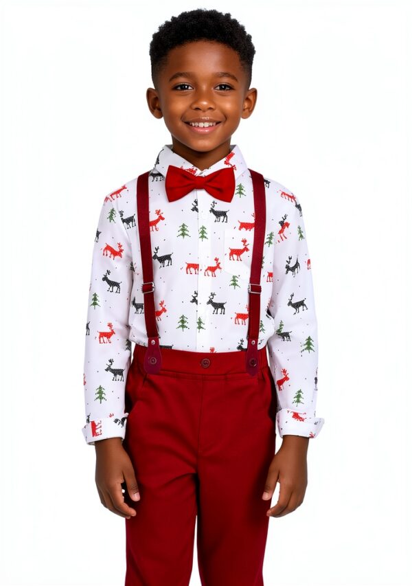 Toddler Boy Suit Soft Formal Outfit Burgundy Black White-2