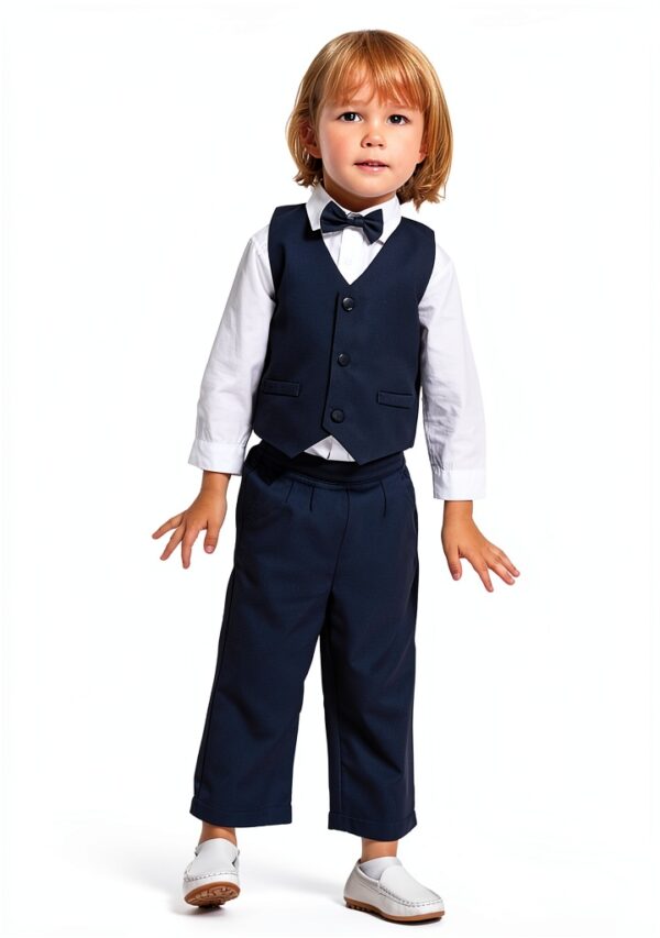Baby Boys Tuxedo Suit Soft Breathable Formal Outfit 5pcs Set-2