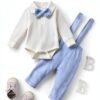 Baby Boy Suit Cotton Blend Romper Suspenders 0-18 Months-2
