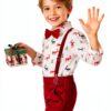 Toddler Boy Suit Soft Formal Outfit Burgundy Black White-1