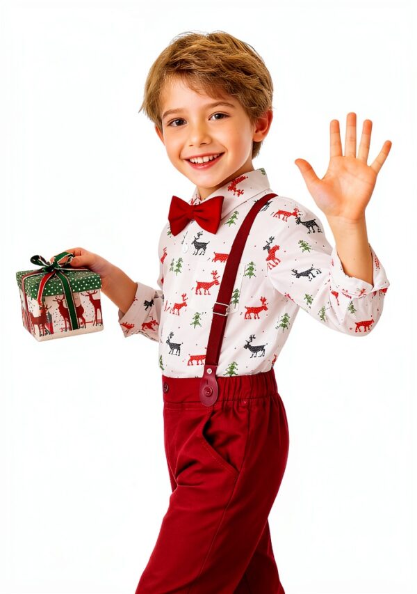 Toddler Boy Suit Soft Formal Outfit Burgundy Black White-1