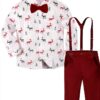 Toddler Boy Suit Soft Formal Outfit Burgundy Black White-0