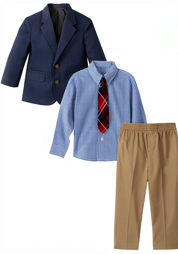 Nautica Baby Boys Suit Navy Khaki 4 Piece Vest Set-1