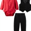 Baby Boys Suits Cotton Blend 3 Piece Tuxedo Formal Outfit-5