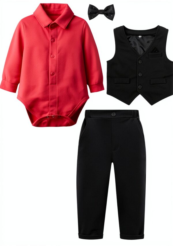 Baby Boys Suits Cotton Blend 3 Piece Tuxedo Formal Outfit-5