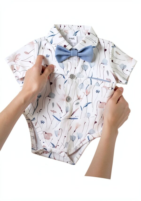 Baby Boy Suit Light Blue Bow Tie Outfit 0-18 Months-3