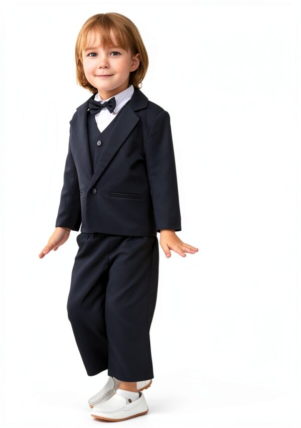 Baby Boys Tuxedo Suit Soft Breathable Formal Outfit 5pcs Set-1