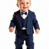 Baby Boys Tuxedo Suit Soft Breathable Formal Outfit 5pcs Set-5