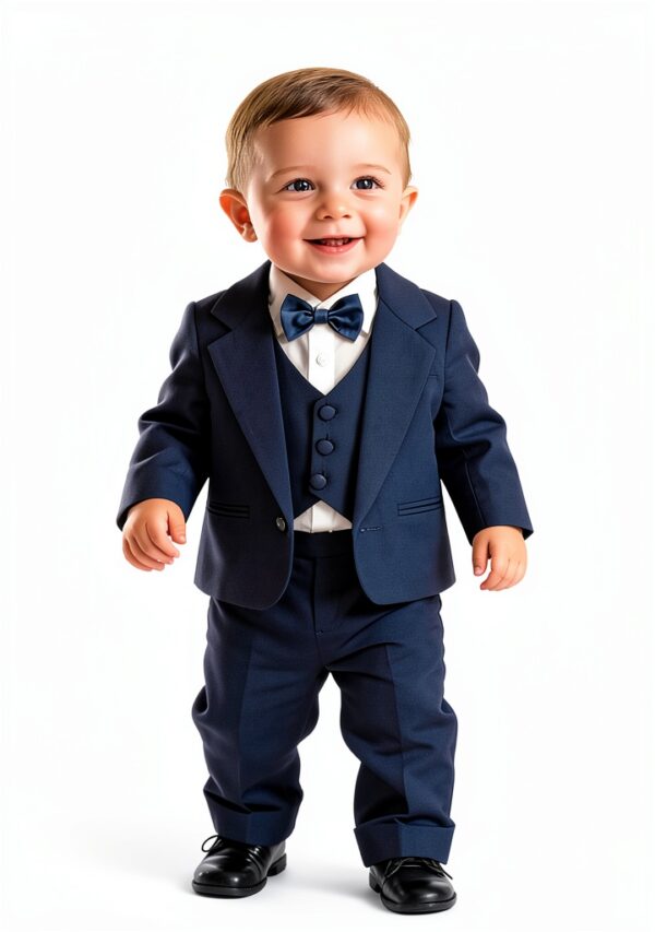 Baby Boys Tuxedo Suit Soft Breathable Formal Outfit 5pcs Set-5