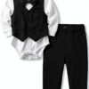 Juivesia Baby Boy Suit Cotton Formal Outfit 0-24 Months-0