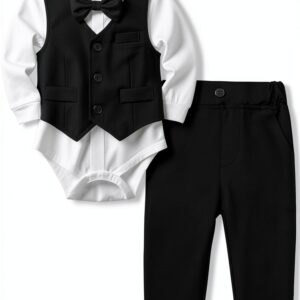 Juivesia Baby Boy Suit Cotton Formal Outfit 0-24 Months-0