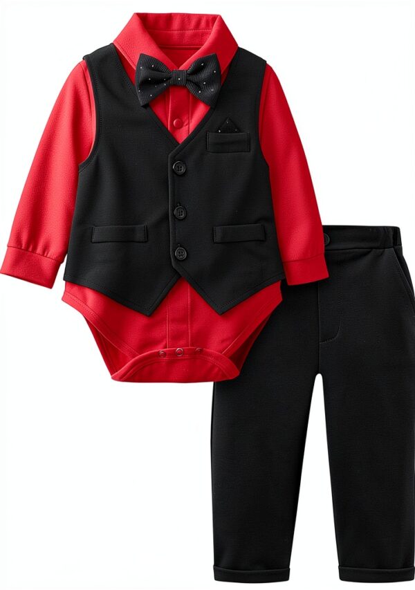 Baby Boys Suits Cotton Blend 3 Piece Tuxedo Formal Outfit-0
