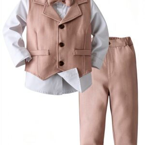 Kimocat Baby Boys Suit Cotton Oxford Gentleman Style Outfit-0