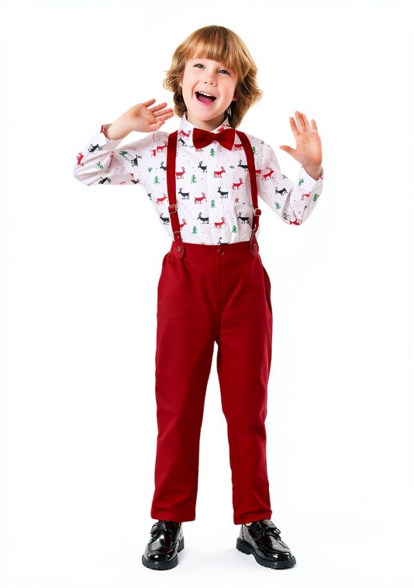 Toddler Boy Suit Soft Formal Outfit Burgundy Black White-3