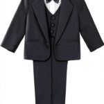 Baby Boys Tuxedo Suit Soft Breathable Formal Outfit 5pcs Set-0