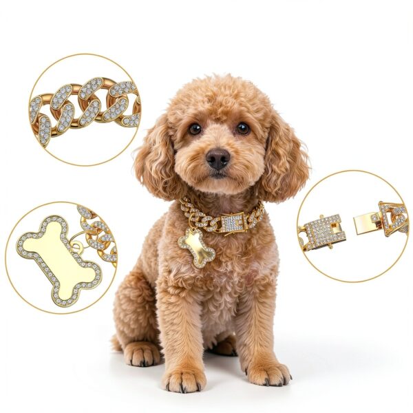 Gold Dog Collar Macuezu Metal Zirconia Small Pet Accessory-2