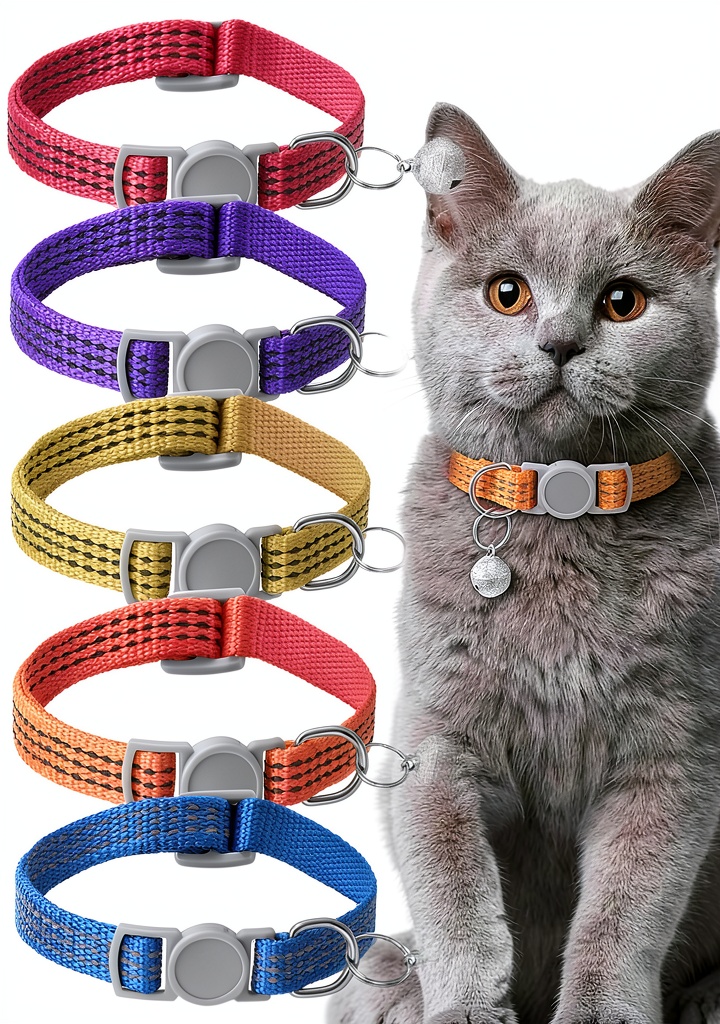 XLIUAX cat collar with breakaway buckle and bell on a cat