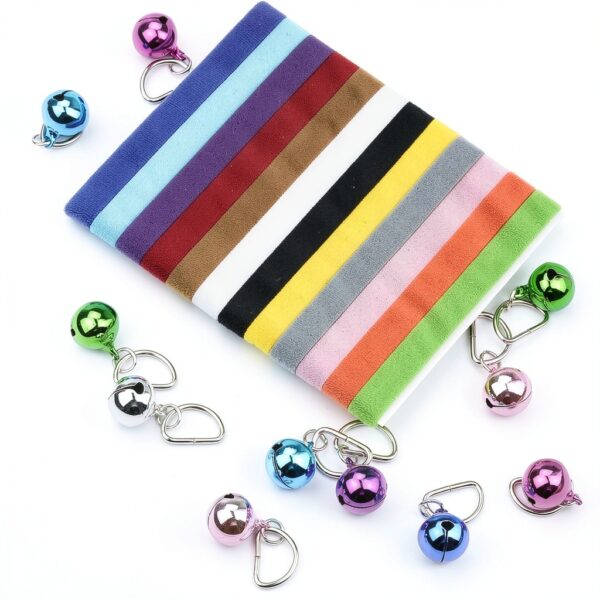 Jiebor Puppy Collar with Bells Soft Flannel Adjustable for-3