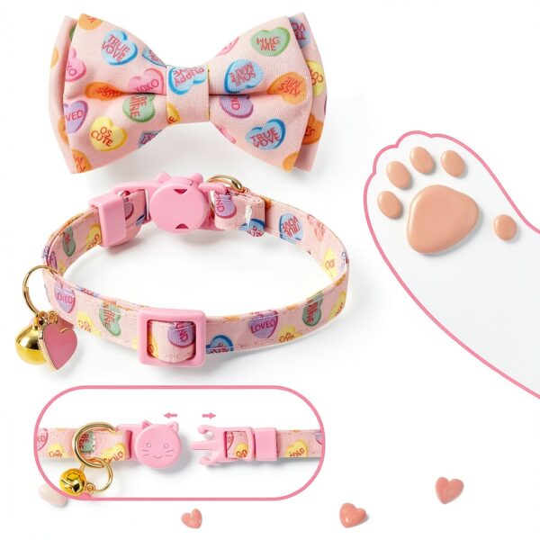 FYSUIMU Cat Collars Adjustable Pink White-2