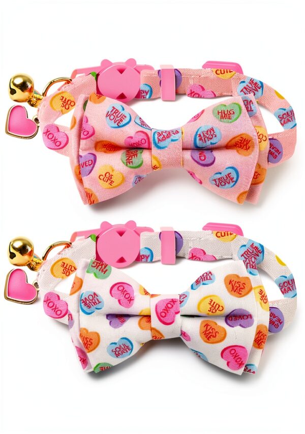FYSUIMU Cat Collars Adjustable Pink White-0