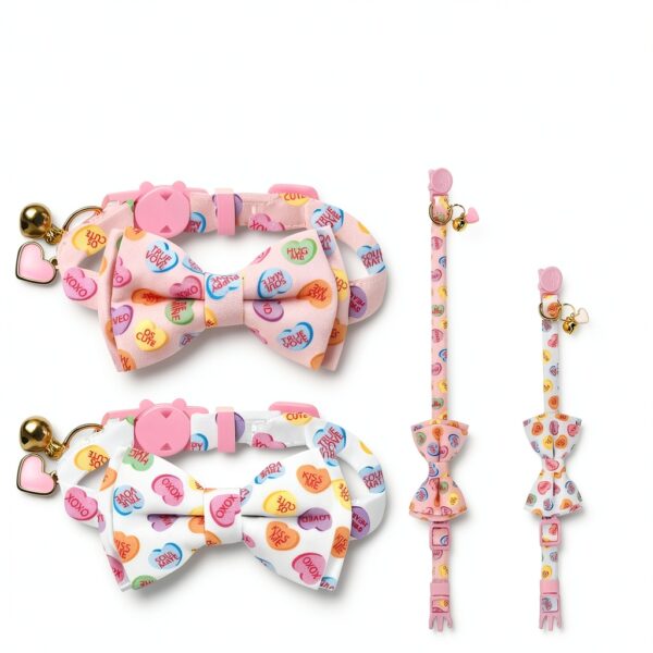 FYSUIMU Cat Collars Adjustable Pink White-1
